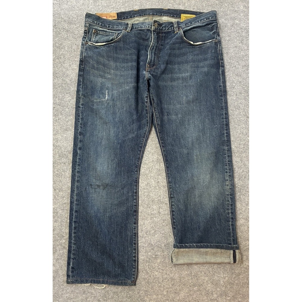 Gap 1969 Japanese Selvedge Denim Jeans Mens 38x28 Low Rise Straight Repaired Y2K